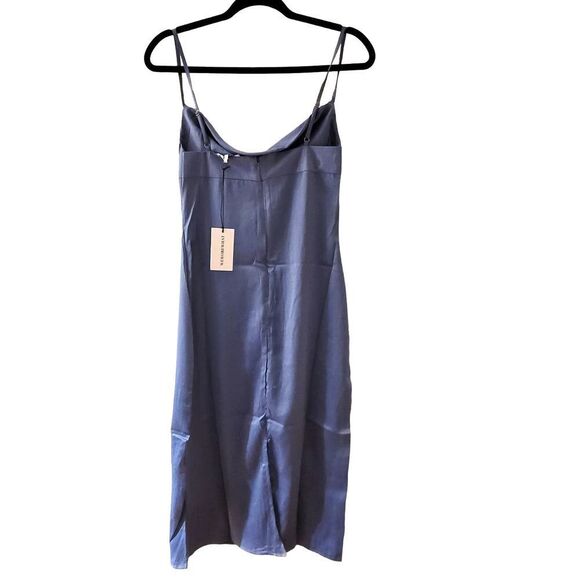 Anthropologie WeWoreWhat Cowl Satin Charmeuse Midi‎ Dress in Slate Blue Size 2 - Picture 4 of 10